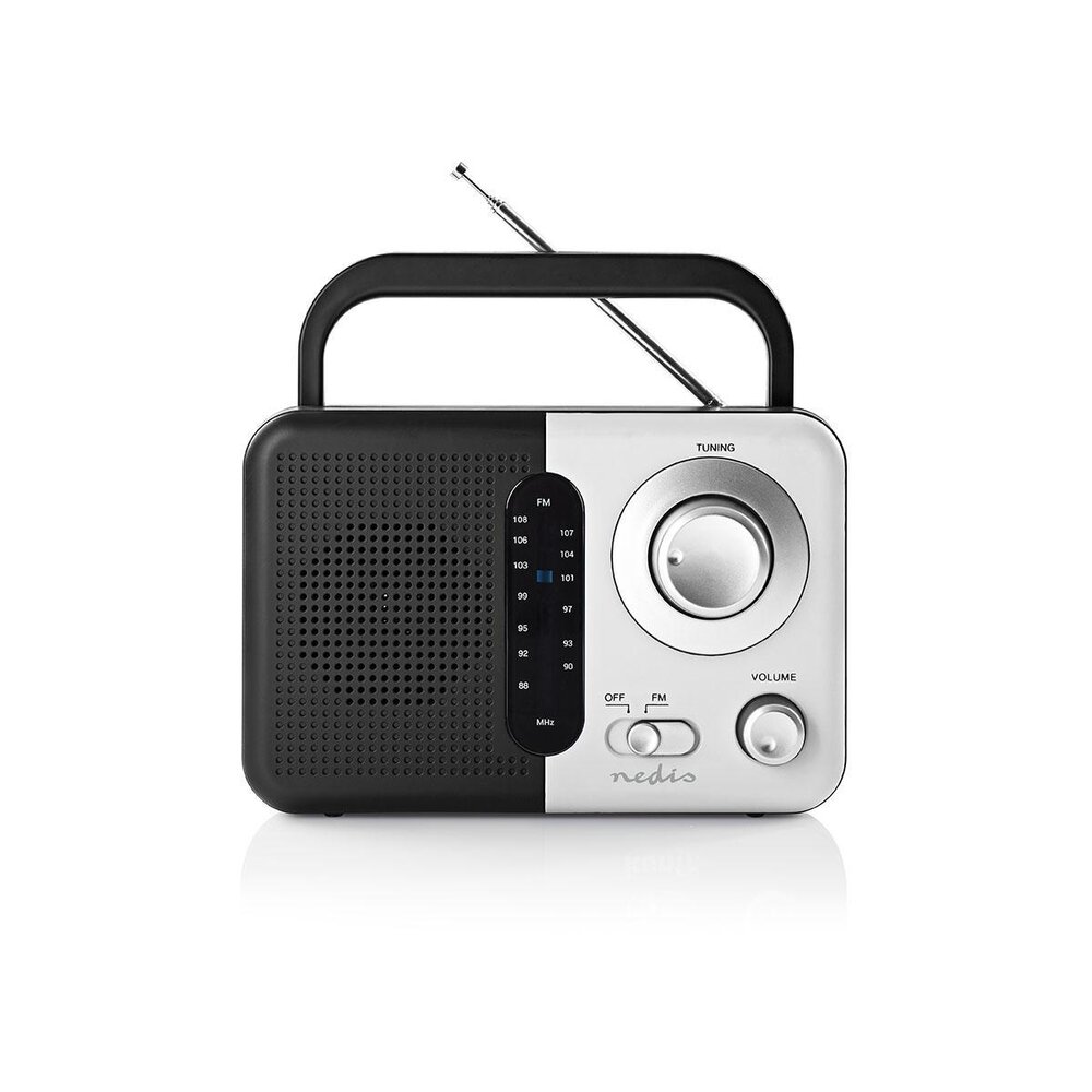 Nedis FM-Radio | Draagbaar Model | FM | Batterij Gevoed / Netvoeding | Analoog | 2.4 W | Zwart-Wit Scherm | Koptelefoonoutput