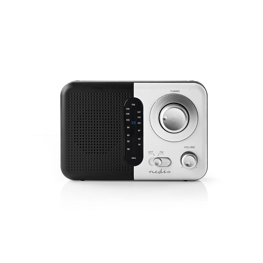 Nedis FM-Radio | Draagbaar Model | FM | Batterij Gevoed / Netvoeding | Analoog | 2.4 W | Zwart-Wit Scherm | Koptelefoonoutput