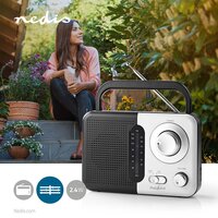 Nedis FM-Radio | Draagbaar Model | FM | Batterij Gevoed / Netvoeding | Analoog | 2.4 W | Zwart-Wit Scherm | Koptelefoonoutput