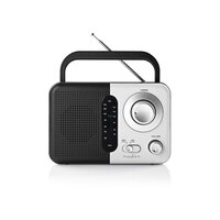 Nedis FM-Radio | Draagbaar Model | FM | Batterij Gevoed / Netvoeding | Analoog | 2.4 W | Zwart-Wit Scherm | Koptelefoonoutput